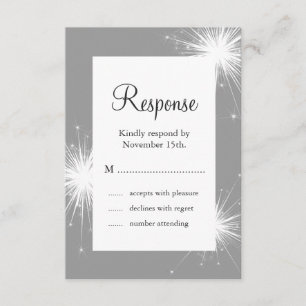 Sparkler Wedding RSVP (grey) Card
