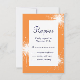 Sparkler Wedding RSVP (orange) Card