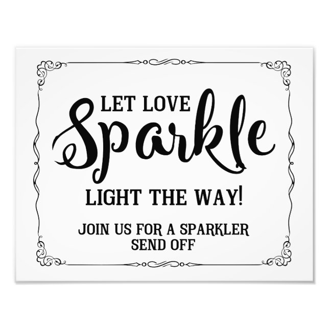 sparkler wedding sign black and white (Front)