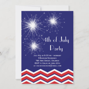Sparklers & Chevrons 4th of July Party Invitation