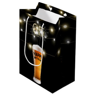 Sparklers In 65th Birthday Beer Glass Medium Gift Bag