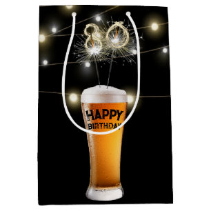 Sparklers In 80th Birthday Beer Glass  Medium Gift Bag