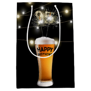 Sparklers In 95th Birthday Beer Glass Medium Gift Bag