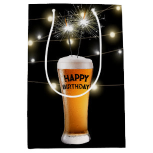 Sparklers In Birthday Beer Glass  Medium Gift Bag