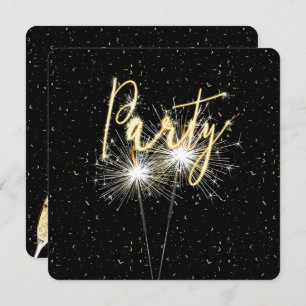Sparklers on Black Anniversary Party Invitation