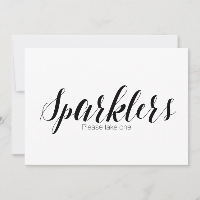 "Sparklers Please take one" Wedding Sign Invitation (Front)