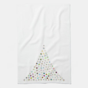Sparkles and stars holiday tree kitchen towel