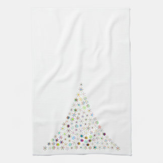 Sparkles and stars holiday tree kitchen towel