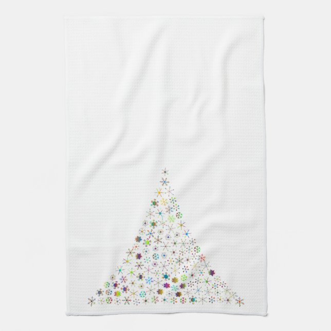 Sparkles and stars holiday tree kitchen towel (Vertical)