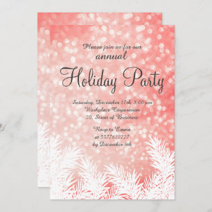 Sparkles bokeh winter pine trees corporate holiday invitation