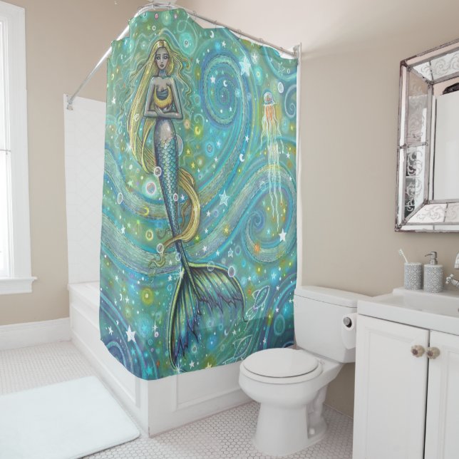 Sparkles Cute Mermaid and Jellyfish Art (In Situ)