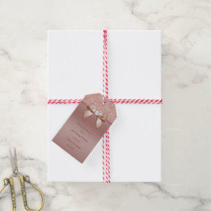 Sparkles & Glamour, Rose Gold Birthday Party Gift Tags