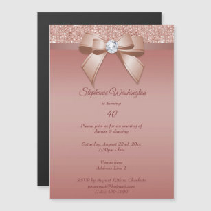 Sparkles & Glamour, Rose Gold Birthday Party Magnetic Invitation
