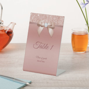 Sparkles & Glamour, Rose Gold Birthday Party Pedestal Sign