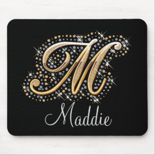 Sparkles & Glitter diamonds monogram Mousepad