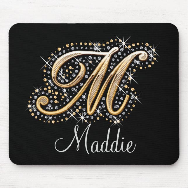 Sparkles & Glitter diamonds monogram Mousepad (Front)