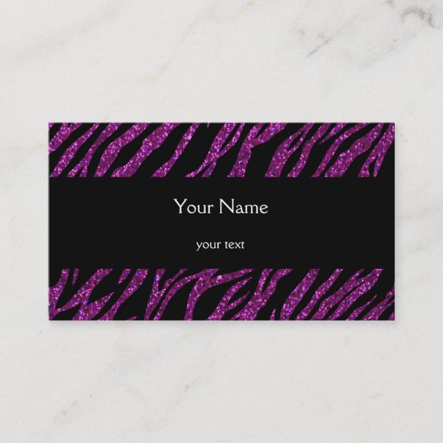 Sparkles & Glitter zebra print Business Card (Front)