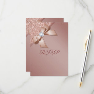 Sparkles & Rose Gold Glamour Birthday Party RSVP Card