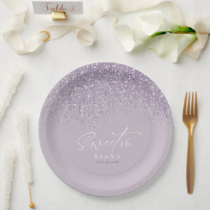 Sparkles Sweet Sixteen Mauve ID912 Paper Plate