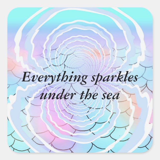Sparkles Under the Sea Square Sticker (Front)