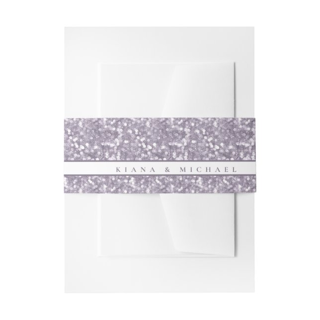Sparkles Wedding Names Mauve ID889 Invitation Belly Band (Front Example)
