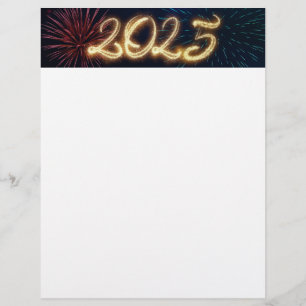Sparkling 2025 Happy New Year Fireworks Letterhead
