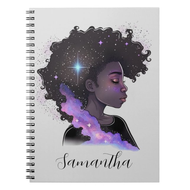 Sparkling Afro Woman Notebook (Front)