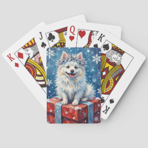 Sparkling American Eskimo Dog Festive Gift Cushion Playing Cards