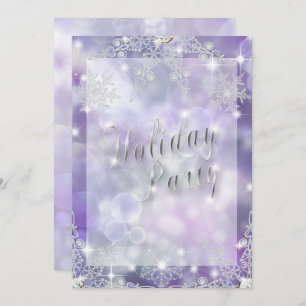 Sparkling Amethyst Bokeh Lights Holiday Party Invitation