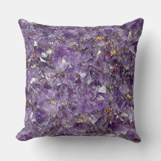 Sparkling Amethyst Crystal Gem - Purple Geode Throw Pillow