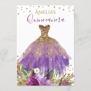 Sparkling Amethyst Dress Quinceanera Invite