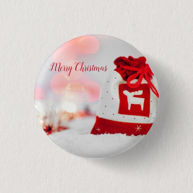Sparkling Background with a Beautiful Red Bow  1 Inch Round Button (Front)