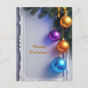 🎄 Sparkling Baubles Winter Glow ❄️ Festive Pine Postcard