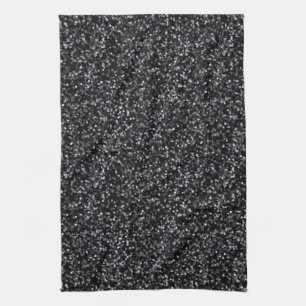Sparkling Black Glitter Kitchen Towel