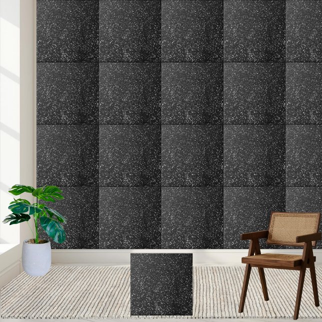 Sparkling Black Glitter Luxury Home Décor Tile (Sparkling Black Glitter Luxury Home Décor Ceramic Tile)