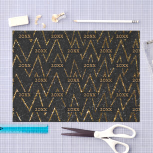 Sparkling Black Gold Chevron New Year Packaging Tissue Paper