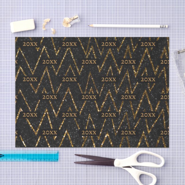 Sparkling Black Gold Chevron New Year Packaging Tissue Paper (Craft)