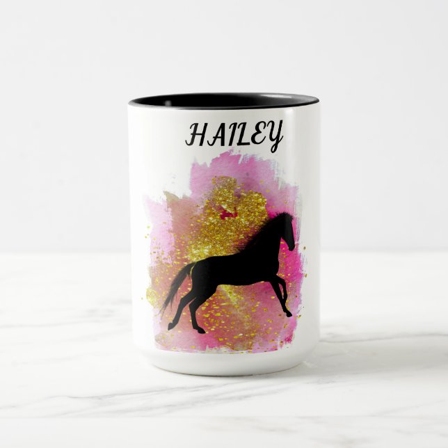 SPARKLING BLACK HORSE PERSONALIZED COMBO MUG (Center)