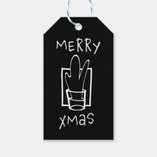 Sparkling Black Merry Xmas Gift Tags