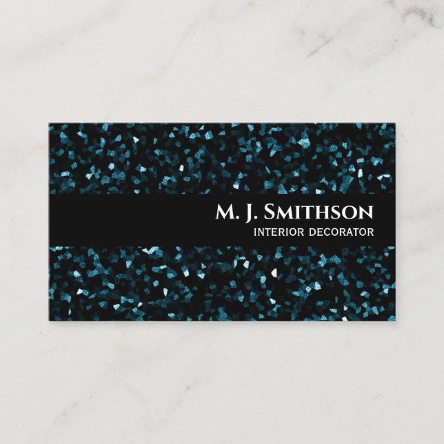 Sparkling Blue Glitter Business Card (Front)