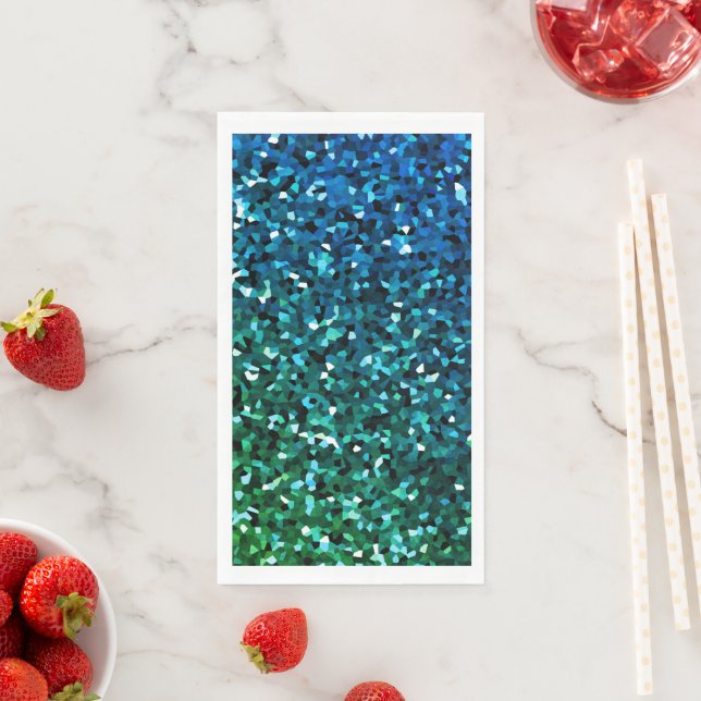 Sparkling Blue Green Glittery Colourful Holiday Napkin (Insitu)