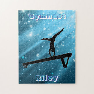 Sparkling Blue Gymnast Pose Jigsaw Puzzle