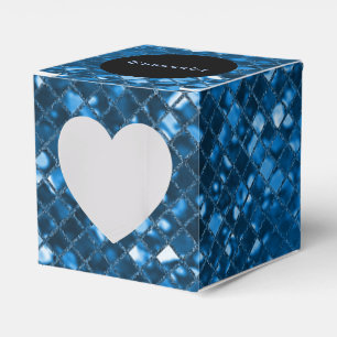 Sparkling Blue Mosaic Pattern Heart Favour Box