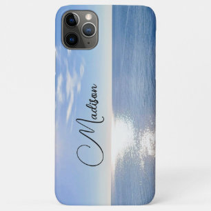 Sparkling Blue Ocean Custom Name iPhone 11 Pro Max Case