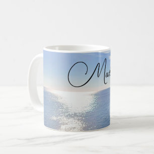 Sparkling Blue Ocean Custom Name Coffee Mug