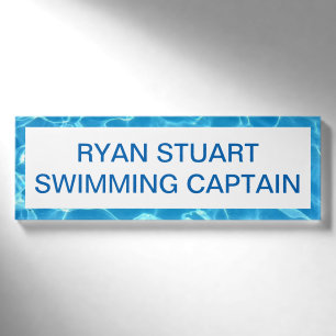 Sparkling Blue Swimming Pool Blue Water Editable Name Tag
