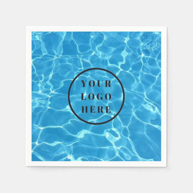 Sparkling Blue Swimming Pool Water Add Your Logo Napkin (Front)