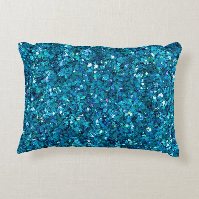 Sparkling Blue-Turquoise Bling Accent Pillow (Back)