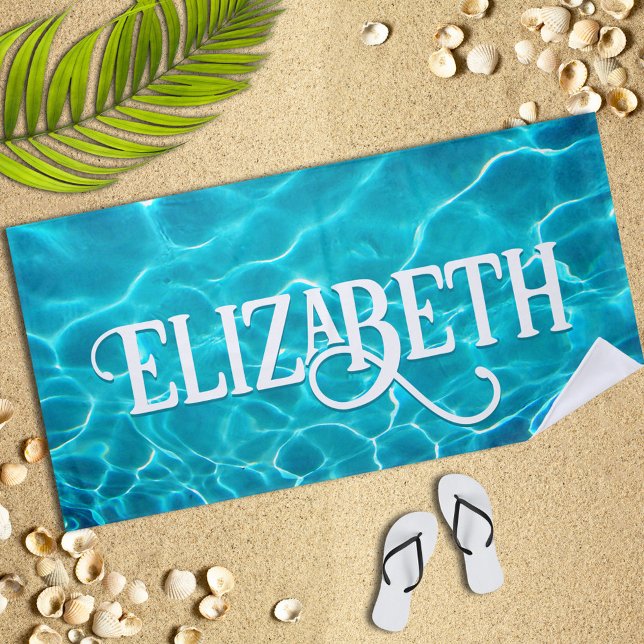 Sparkling Blue Waters Personalized Beach Towel (Creator Uploaded)