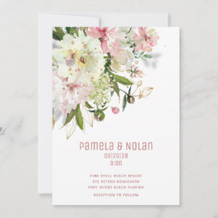 Sparkling Blush & White Wedding Invitation